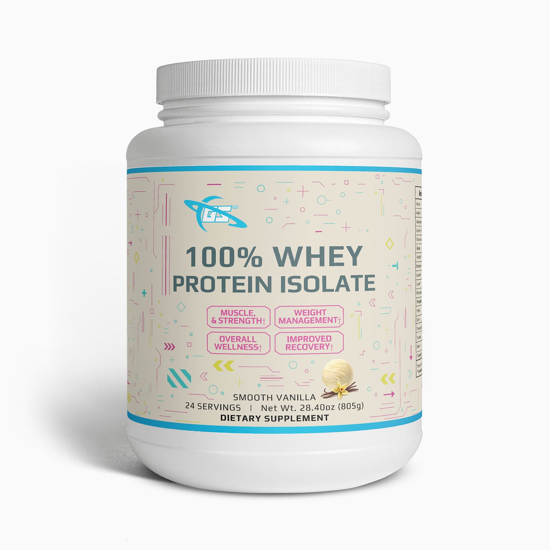 Advanced Whey + MCT · Vanilla — front label
